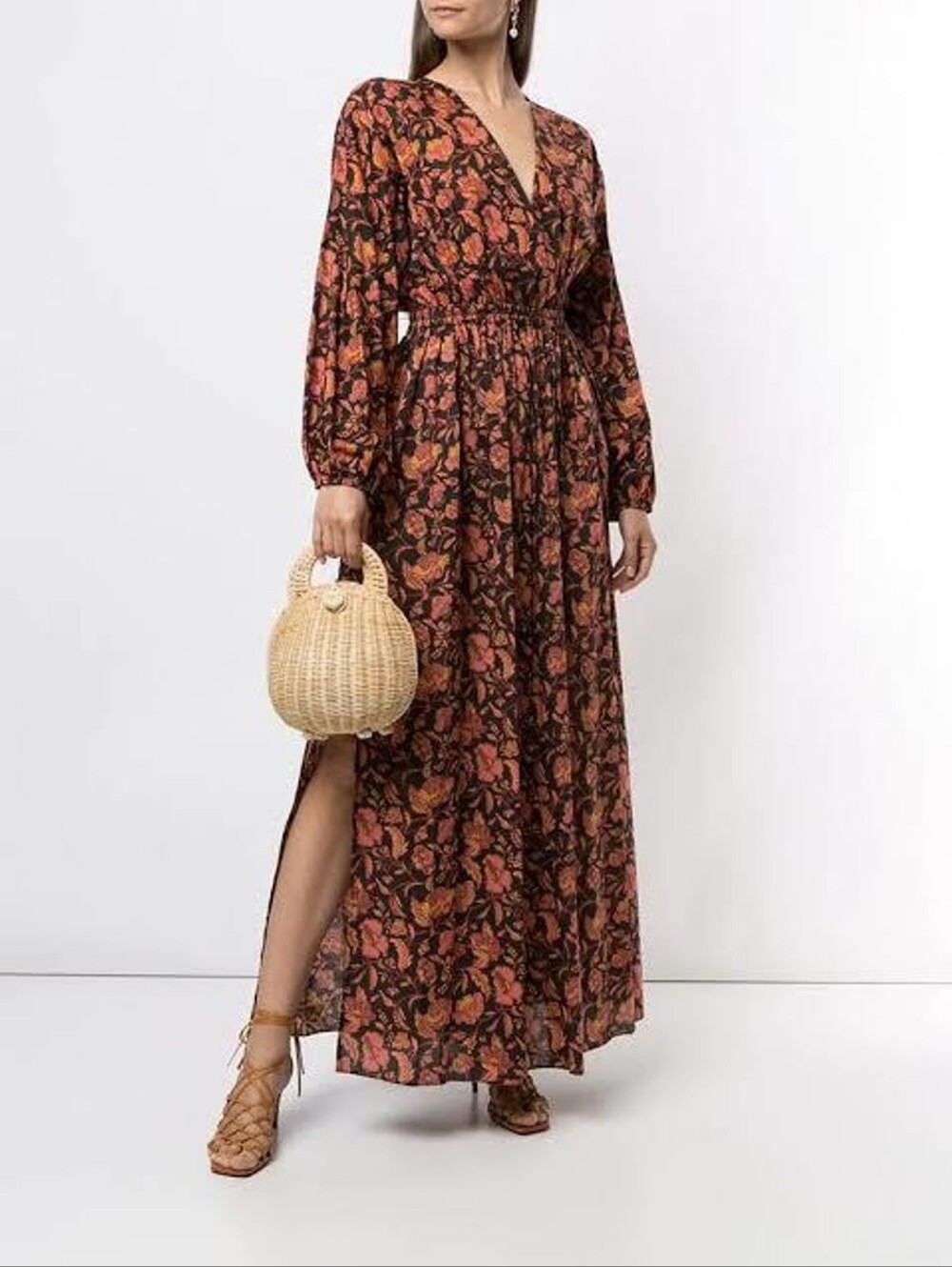 Matteau Pink Hibiscus Open Back Maxi Dress Size 8